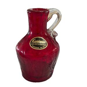 Kanawha Red Glass Pitcher Bud‎ Vase Vintage Glass Art